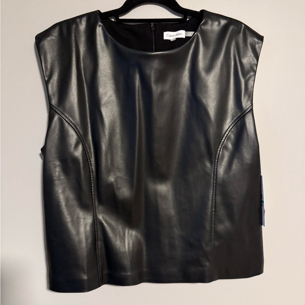 Calvin Klein Black Faux Leather Garment
